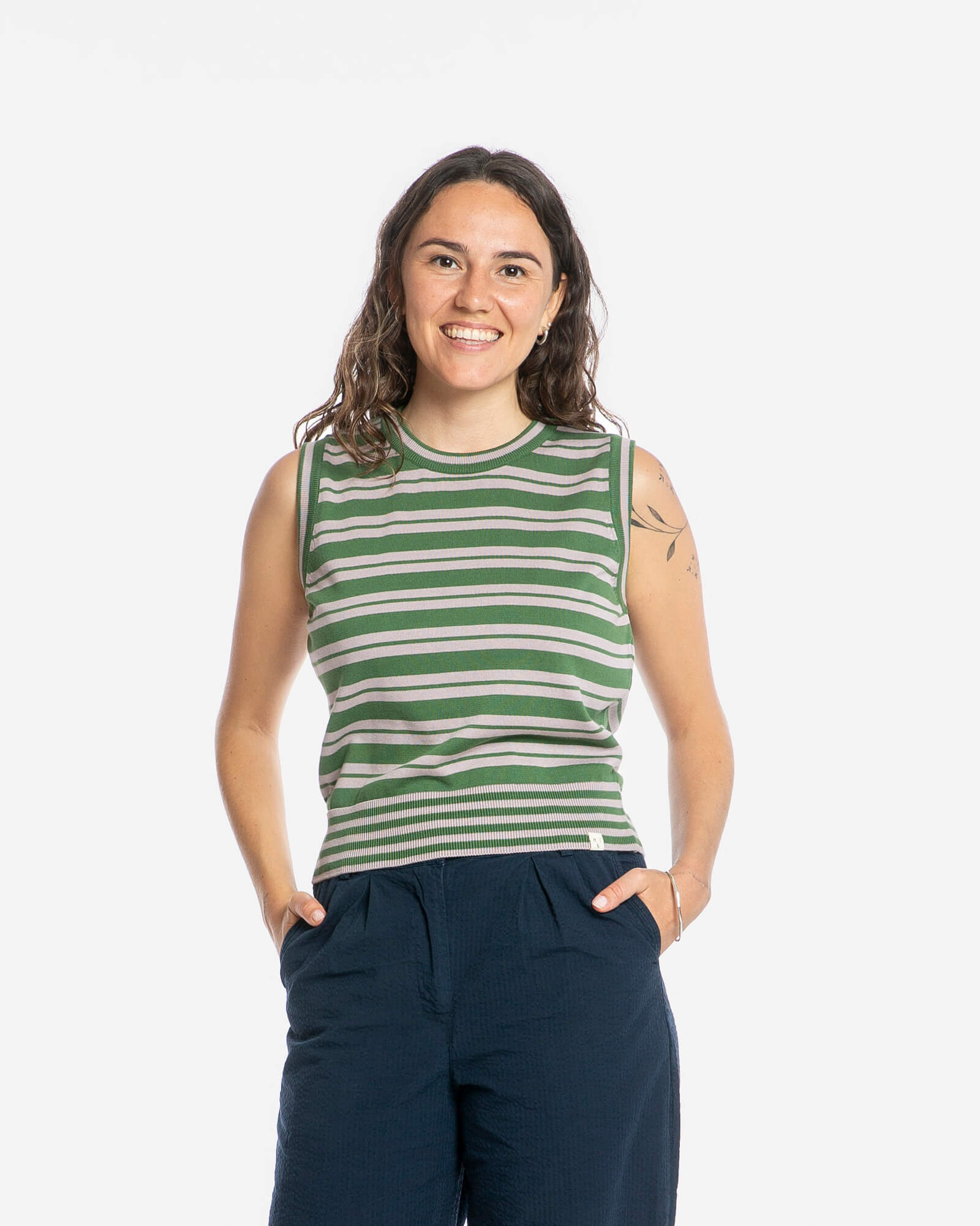 Cotton Knit Top fir/lavender