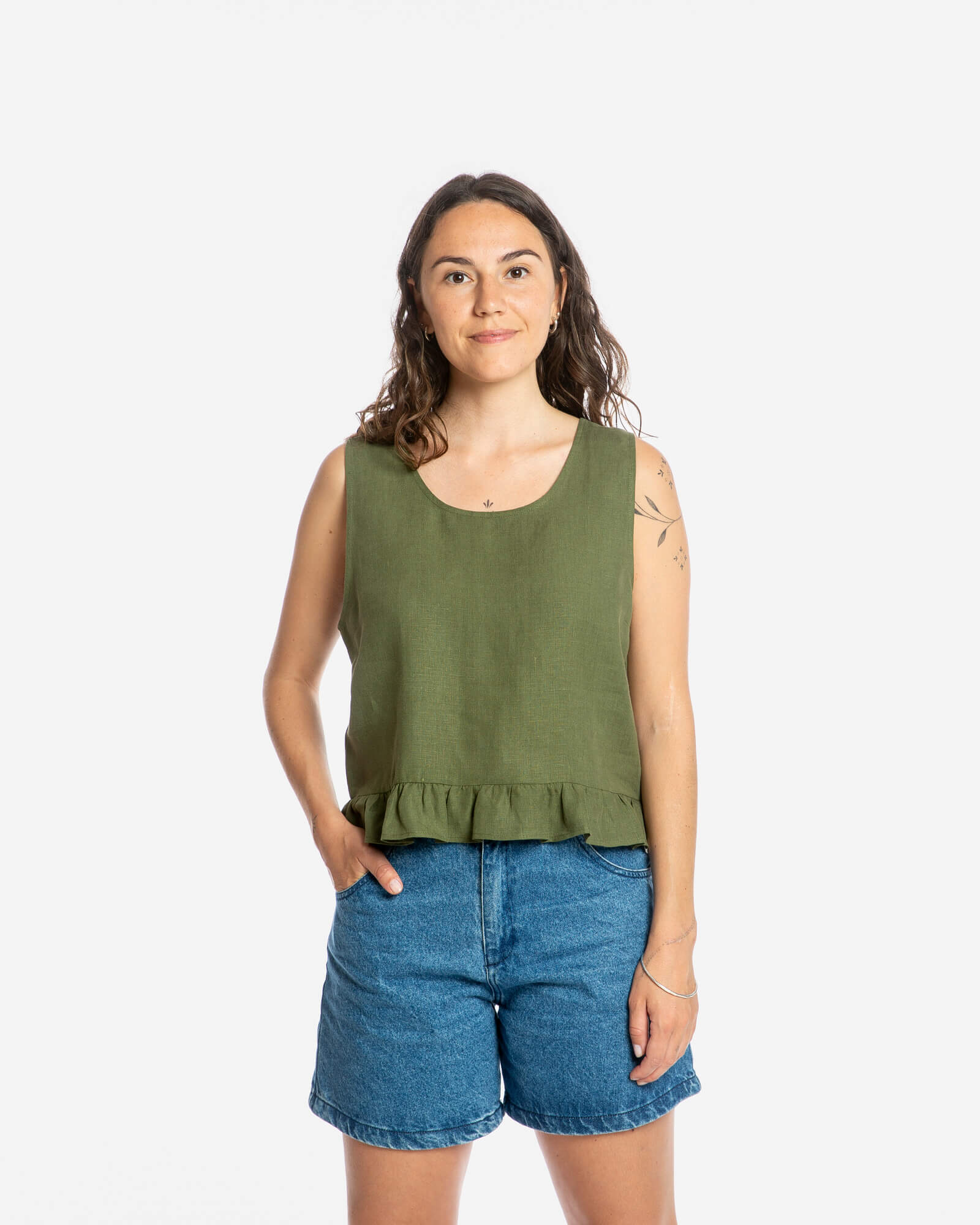 Gathered Top olive