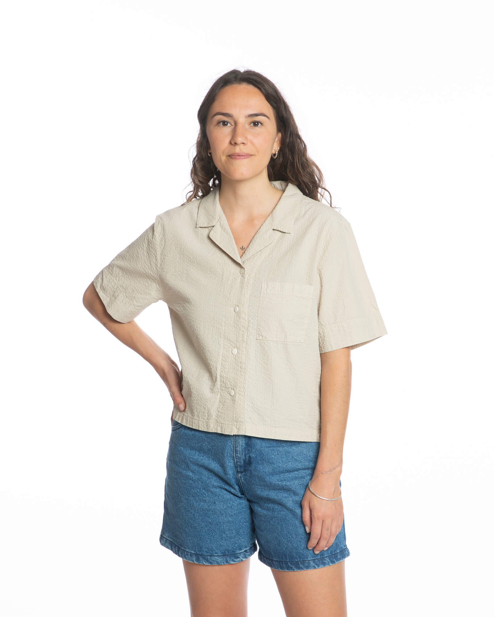 Seersucker Blouse sand