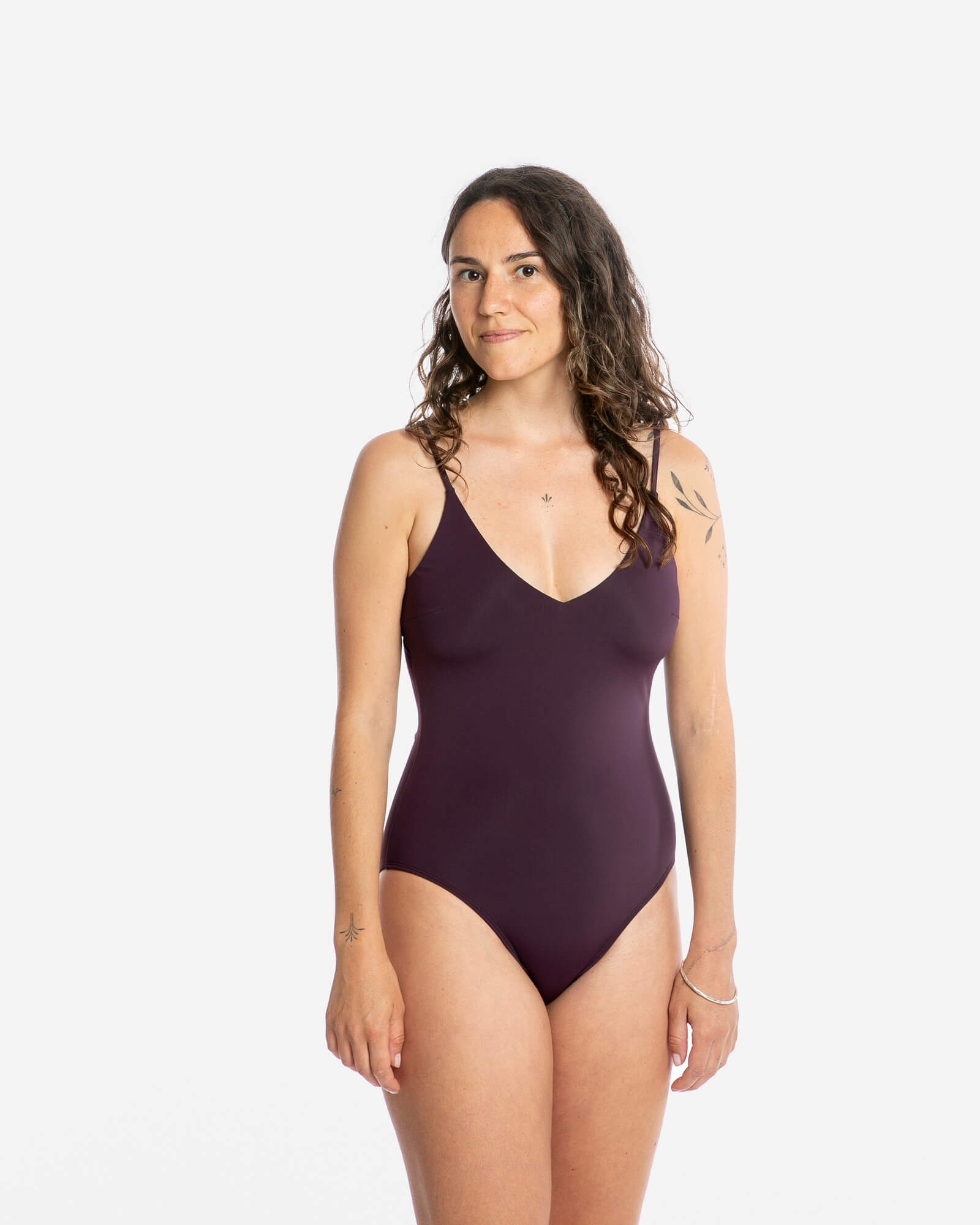 V-Neck Bathing Suit aubergine