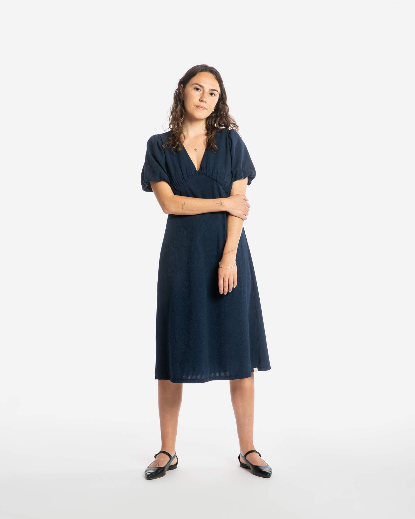 V-Neck Dress navy