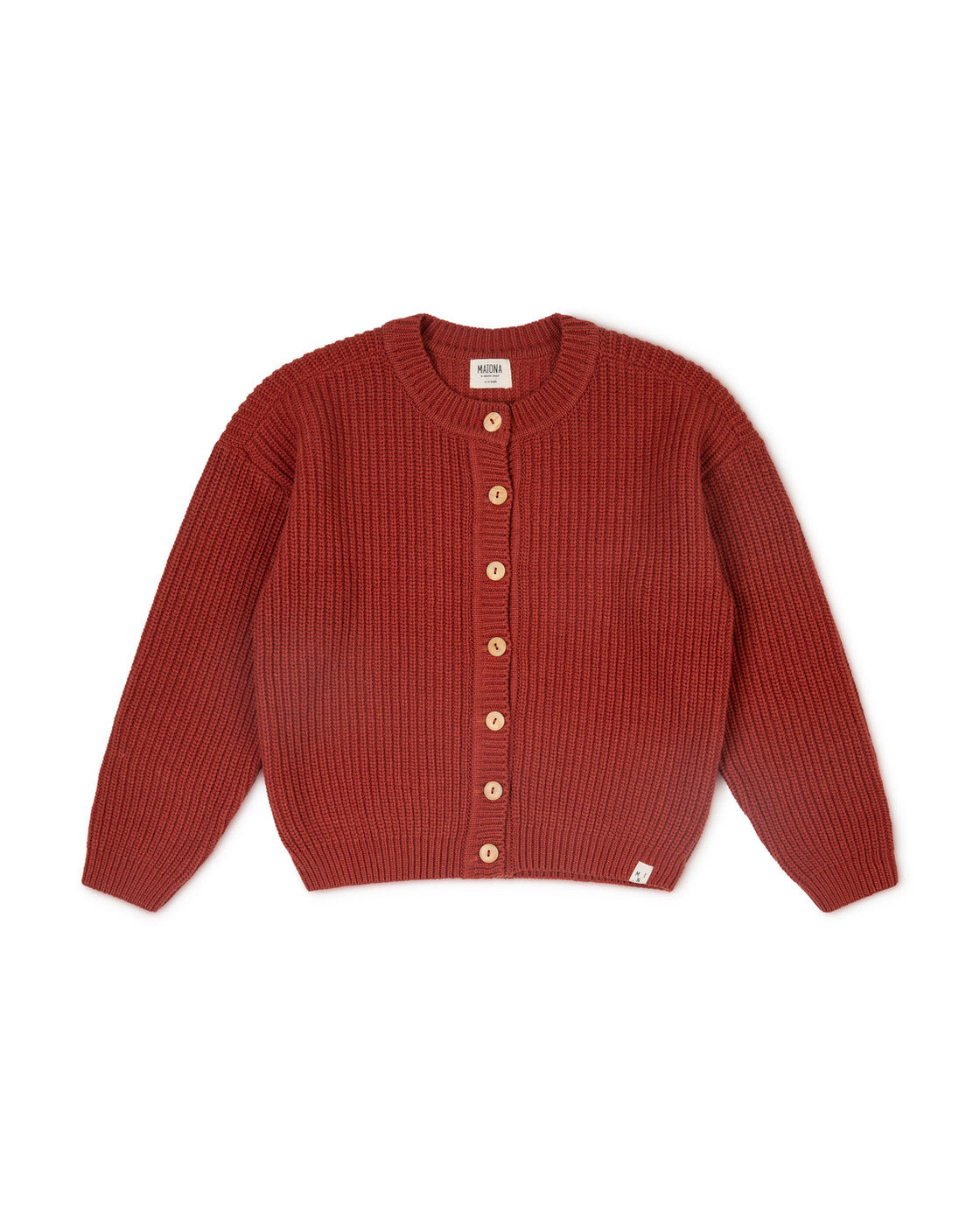 Red round hot sale neck cardigan