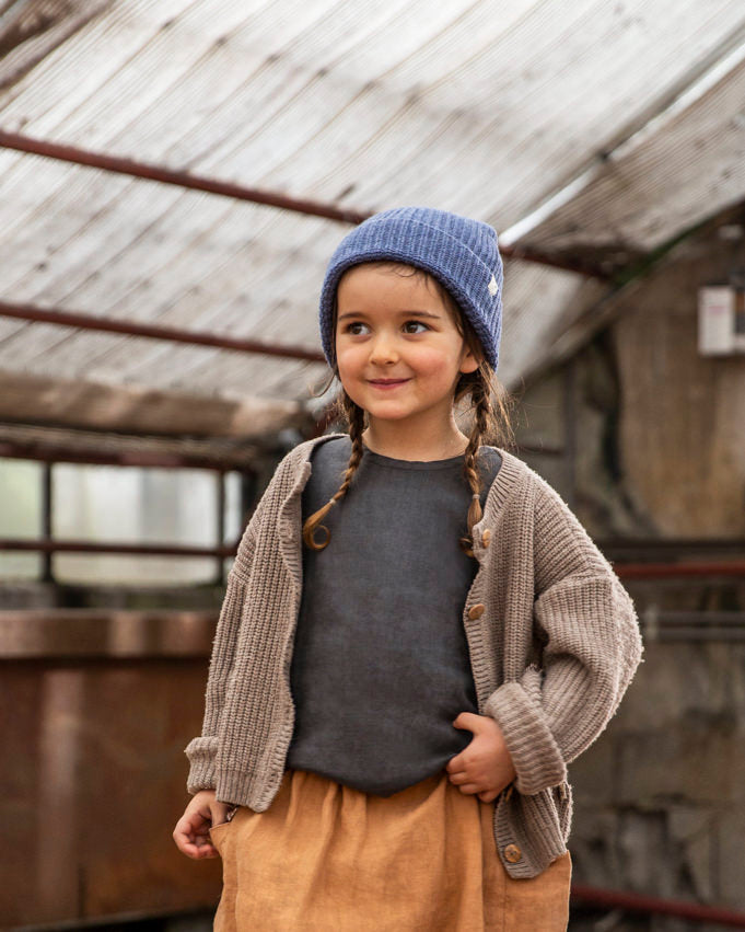 Round Neck Cardigan thunder blue