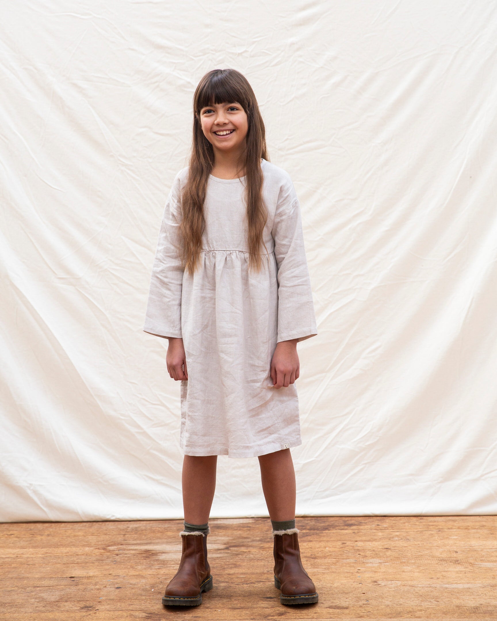 Linen Longsleeve Dress pale clay