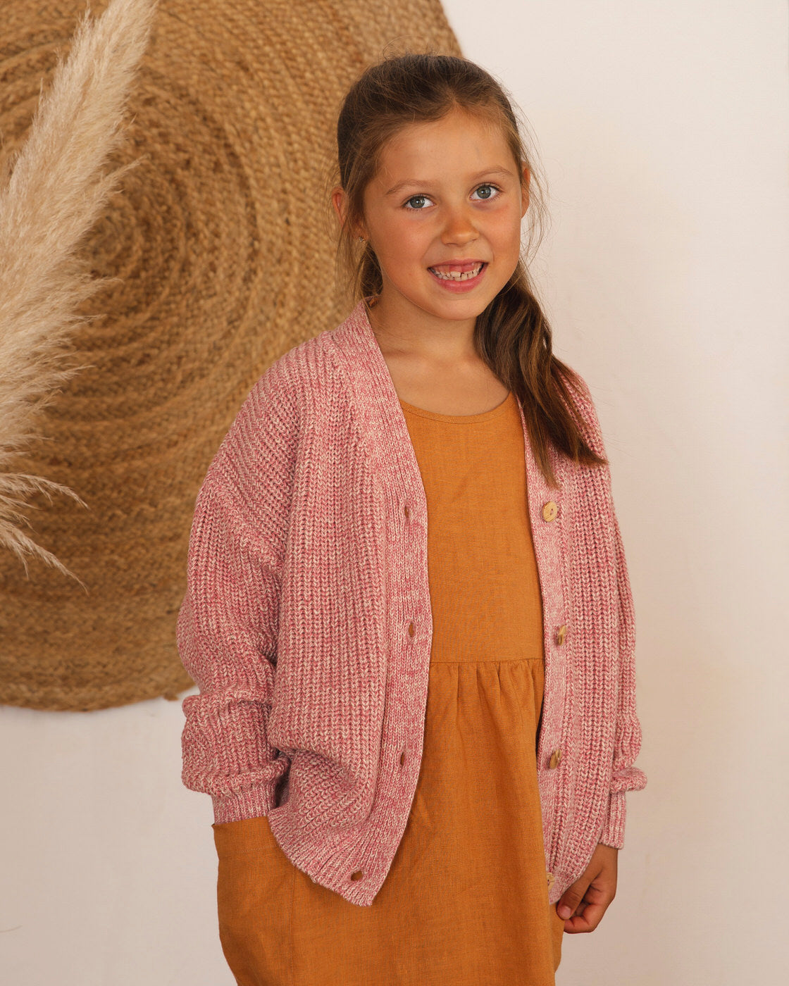 Chunky Cardigan rose melange